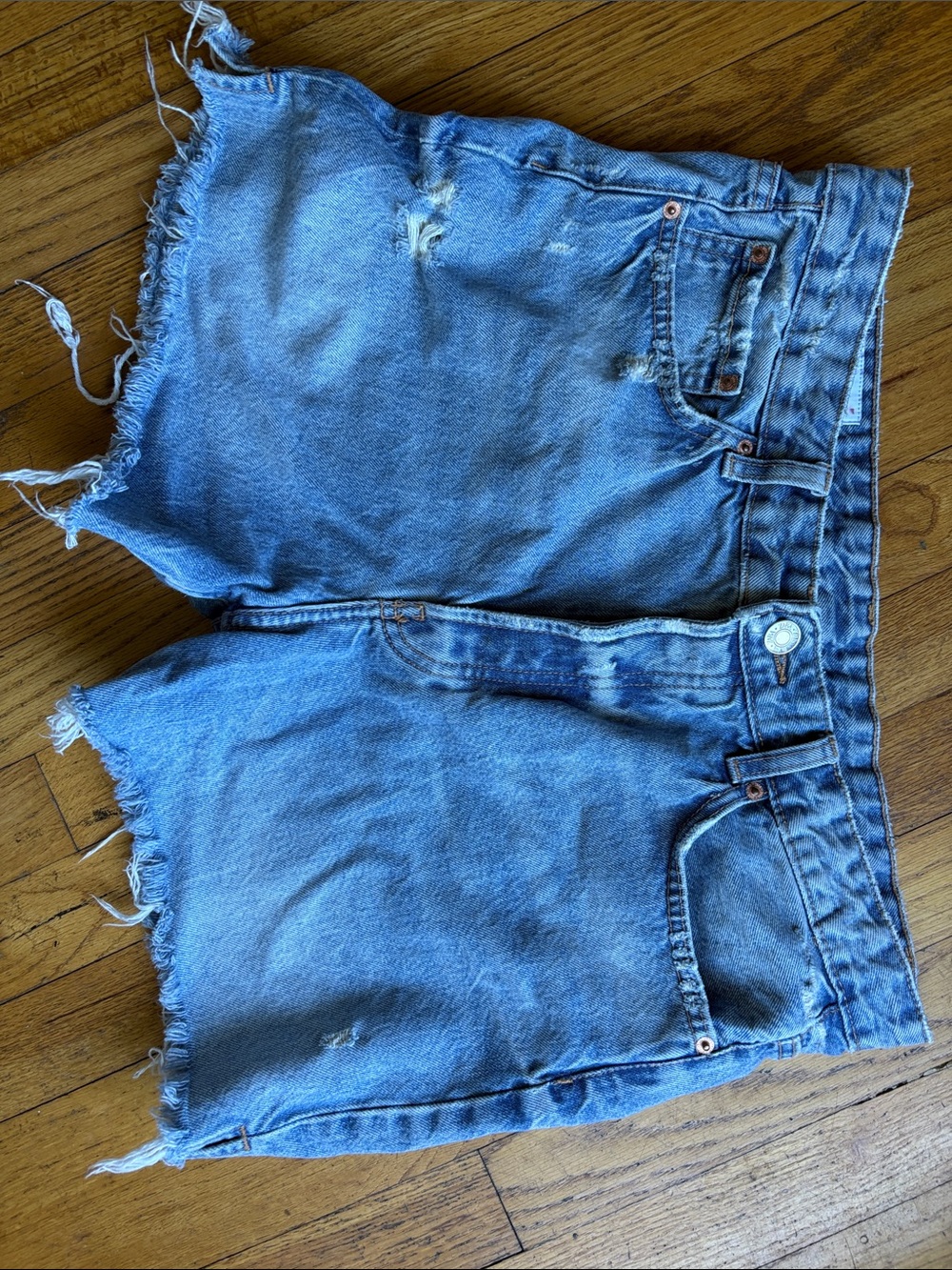 Zara Distressed Button Fly Denim Cutoff Shorts